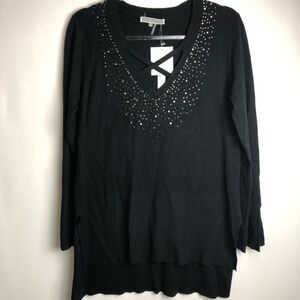 Liquid by Sioni Black Bling criss-cross sweater